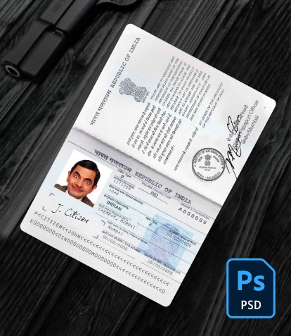 India passport (2013 – present) PSD